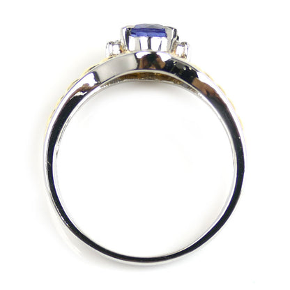 Pt900/K18YG リング・指輪 サファイア1.04ct ダイヤモンド0.07ct 15号 7.7g【中古】