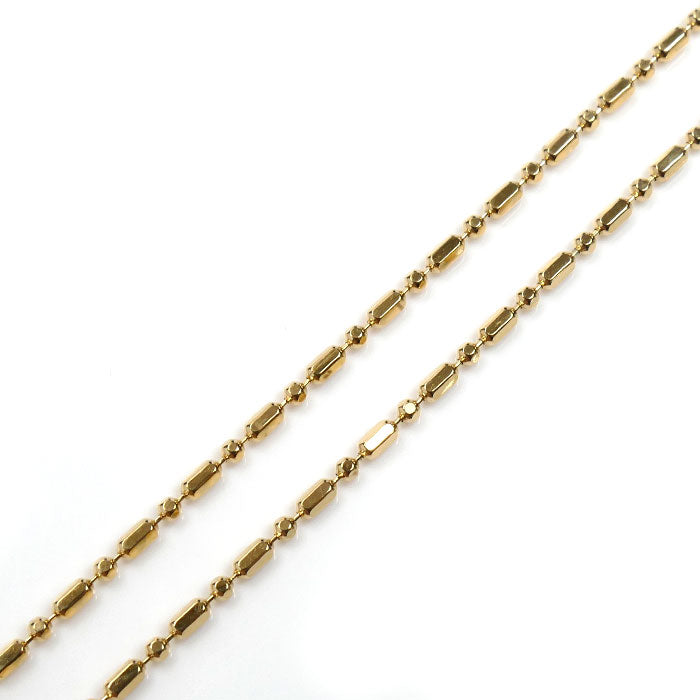 K18YG イエローゴールド シリンダー/ボール ネックレス 3.0g ~45cm フリーチェーン レディース【中古】