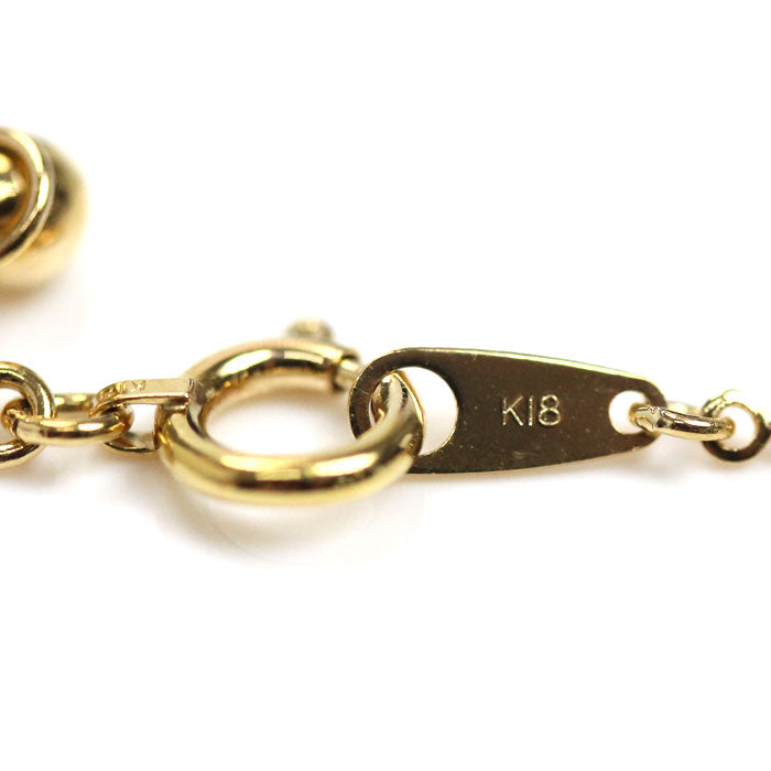 K18YG イエローゴールド シリンダー/ボール ネックレス 3.0g ~45cm フリーチェーン レディース【中古】