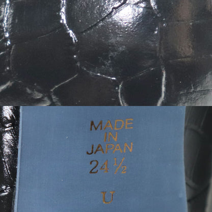 TALANTON by DIANA クロコ調 パンプス ブラック 
24 1/2 レディース U 19920【中古】【極美品】