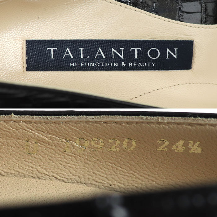 TALANTON by DIANA クロコ調 パンプス ブラック 
24 1/2 レディース U 19920【中古】【極美品】