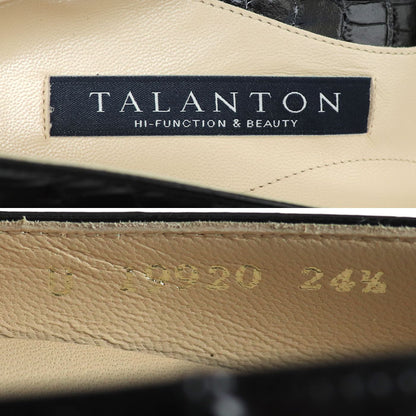 TALANTON by DIANA クロコ調 パンプス ブラック 
24 1/2 レディース U 19920【中古】【極美品】