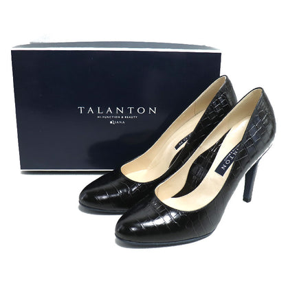 TALANTON by DIANA クロコ調 パンプス ブラック 
24 1/2 レディース U 19920【中古】【極美品】