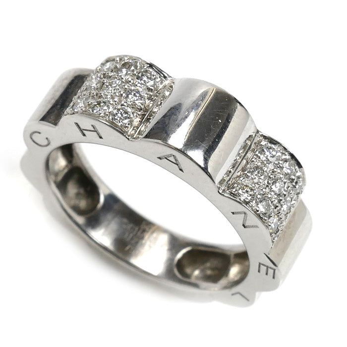 CHANEL シャネル K18WG ホワイトゴールド プロフィール ドゥ カメリア スモール リング・指輪 ダイヤモンド 10号 50 5.8g レディース【中古】