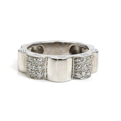 CHANEL シャネル K18WG ホワイトゴールド プロフィール ドゥ カメリア スモール リング・指輪 ダイヤモンド 10号 50 5.8g レディース【中古】