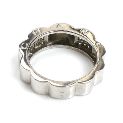 CHANEL シャネル K18WG ホワイトゴールド プロフィール ドゥ カメリア スモール リング・指輪 ダイヤモンド 10号 50 5.8g レディース【中古】