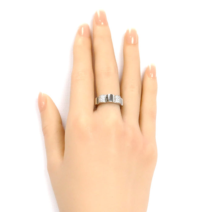 CHANEL シャネル K18WG ホワイトゴールド プロフィール ドゥ カメリア スモール リング・指輪 ダイヤモンド 10号 50 5.8g レディース【中古】