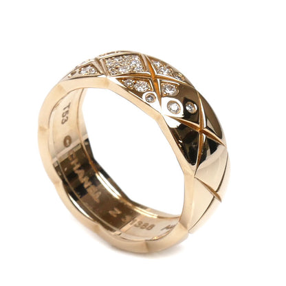 CHANEL シャネル K18PG ピンクゴールド ココクラッシュ ミディアム リング・指輪 J11101 ダイヤモンド 13号 53 8.4g レディース【中古】【美品】