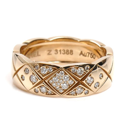 CHANEL シャネル K18PG ピンクゴールド ココクラッシュ ミディアム リング・指輪 J11101 ダイヤモンド 13号 53 8.4g レディース【中古】【美品】