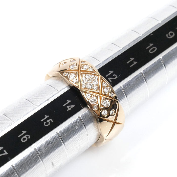 CHANEL シャネル K18PG ピンクゴールド ココクラッシュ ミディアム リング・指輪 J11101 ダイヤモンド 13号 53 8.4g レディース【中古】【美品】