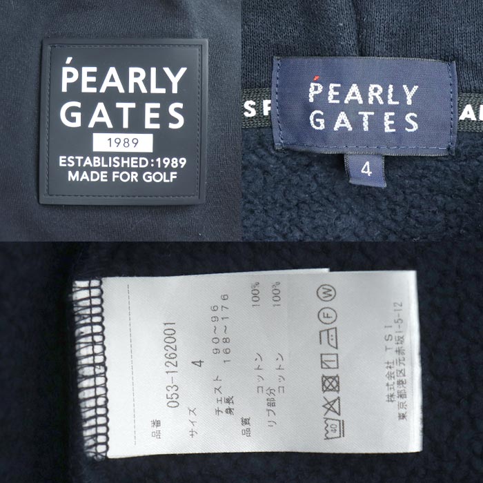 PEARLY GATES パーリーゲイツ スウェット パーカー ネイビー 053-1262001 
4 メンズ【中古】