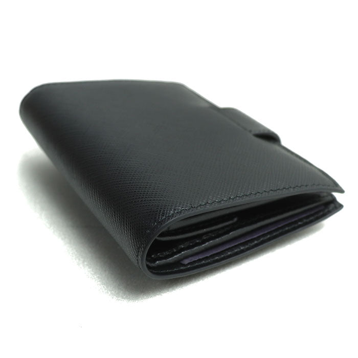 PRADA プラダ サフィアーノ トライアングルロゴ 二つ折り財布 ブラック 1MV204 2C7X F0002 レディース【中古】【美品】