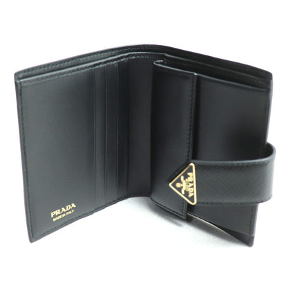 PRADA プラダ サフィアーノ トライアングルロゴ 二つ折り財布 ブラック 1MV204 2C7X F0002 レディース【中古】【美品】