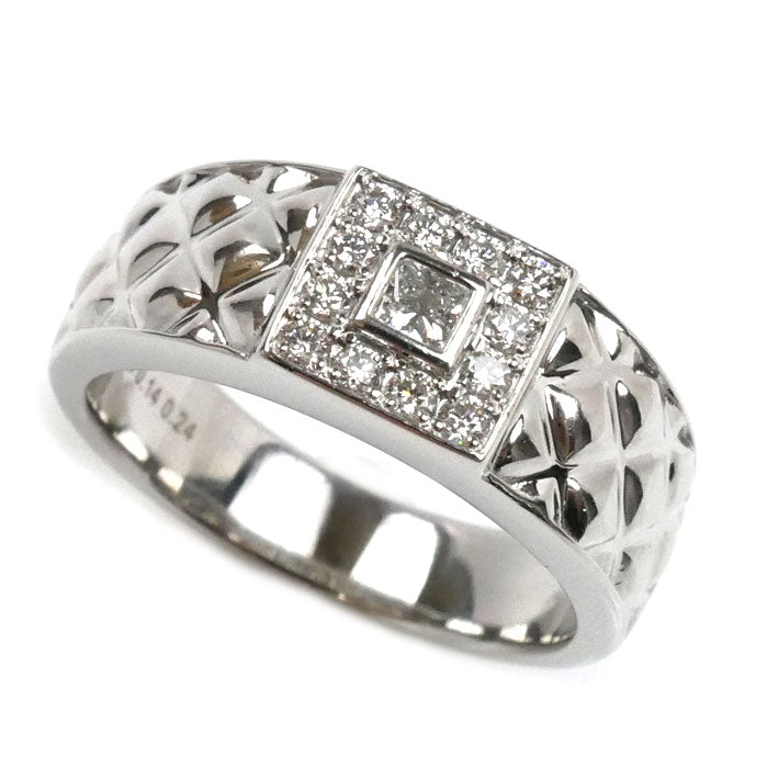 Pt900プラチナ リング・指輪 ダイヤモンド0.14ct/0.24ct 18号 13.3g メンズ【中古】【美品】
