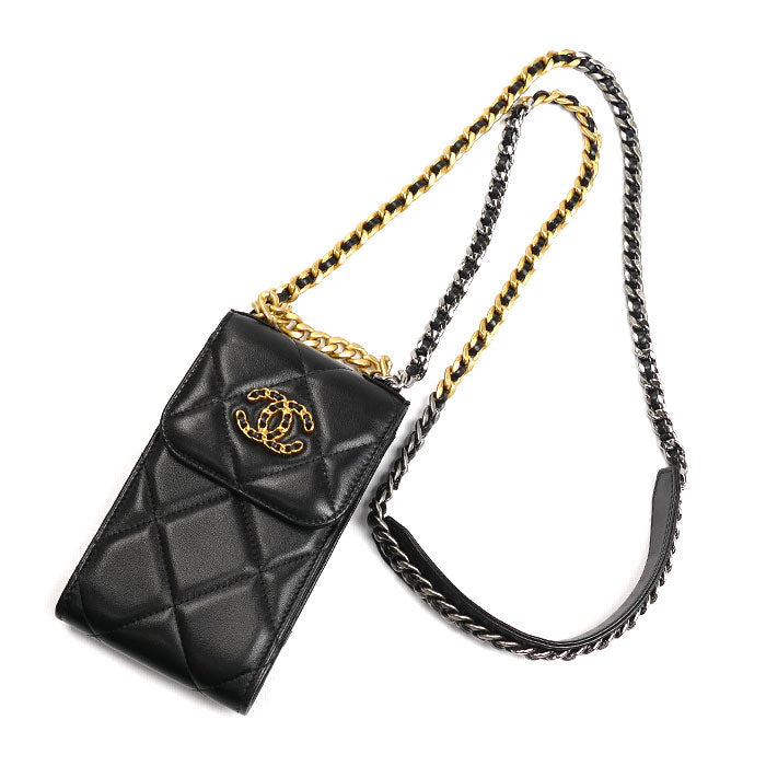 CHANEL シャネル シャネル19 フォンケース ショルダーバッグ ブラック AP1773 B04852 94305 レディース【中古】【美品】