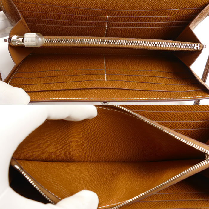 HERMES エルメス ケリーウォレット 長財布 ゴールド シルバー金具 C刻印 レディース【中古】