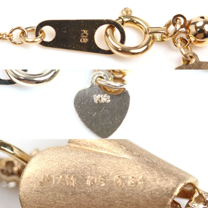 K18PG ピンクゴールド ネックレス ダイヤモンド0.34ct 4.8g ～45cm フリーチェーン レディース【中古】【美品】