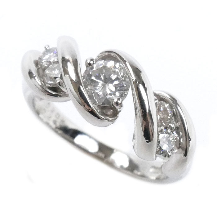 Pt900プラチナ リング・指輪 ダイヤモンド0.303ct/0.24ct 6号 5.3g レディース【中古】【美品】