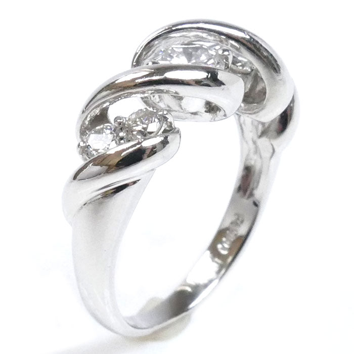 Pt900プラチナ リング・指輪 ダイヤモンド0.303ct/0.24ct 6号 5.3g レディース【中古】【美品】