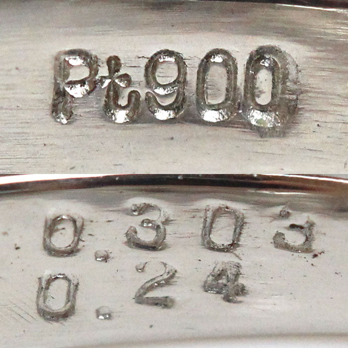 Pt900プラチナ リング・指輪 ダイヤモンド0.303ct/0.24ct 6号 5.3g レディース【中古】【美品】