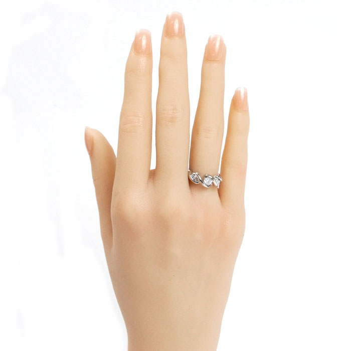 Pt900プラチナ リング・指輪 ダイヤモンド0.303ct/0.24ct 6号 5.3g レディース【中古】【美品】