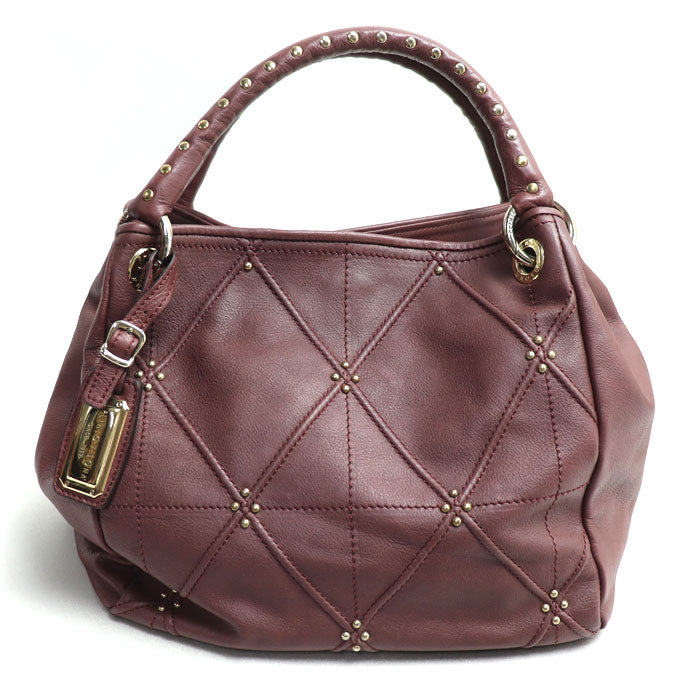 PLINIO VISONA スタッズ ハンドバッグ ワインレッド レディース【中古】