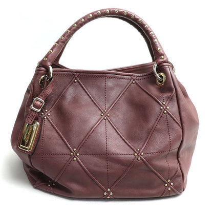 PLINIO VISONA スタッズ ハンドバッグ ワインレッド レディース【中古】