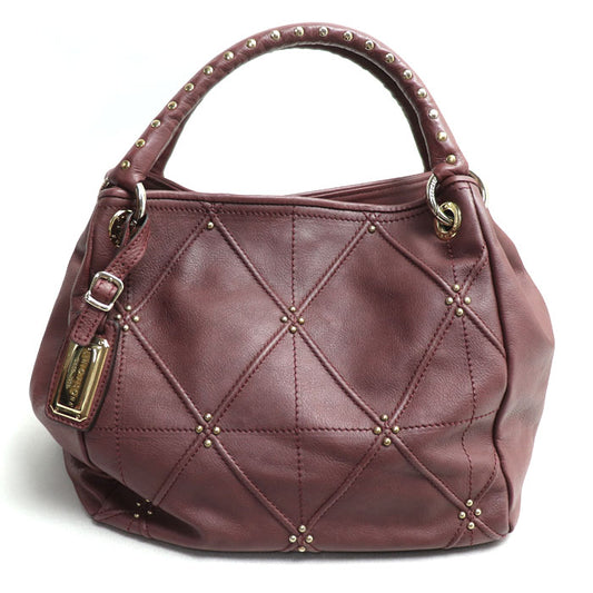 PLINIO VISONA スタッズ ハンドバッグ ワインレッド レディース【中古】