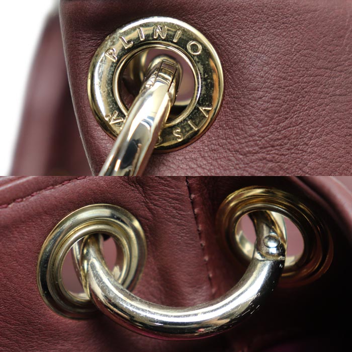 PLINIO VISONA スタッズ ハンドバッグ ワインレッド レディース【中古】