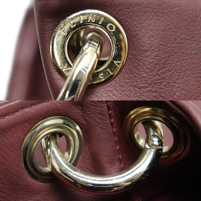 PLINIO VISONA スタッズ ハンドバッグ ワインレッド レディース【中古】