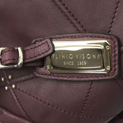 PLINIO VISONA スタッズ ハンドバッグ ワインレッド レディース【中古】