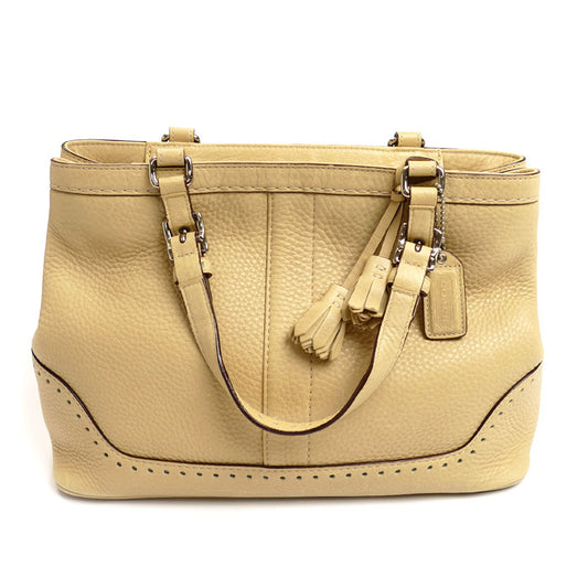 COACH コーチ ハンプトンズ フリンジ ハンドバッグ ベージュ 5055 レディース【中古】
