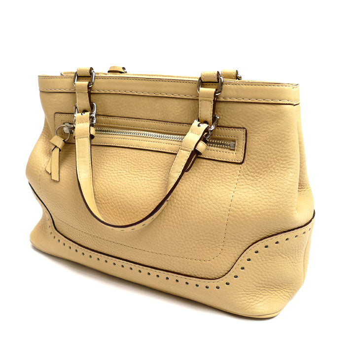 COACH コーチ ハンプトンズ フリンジ ハンドバッグ ベージュ 5055 レディース【中古】