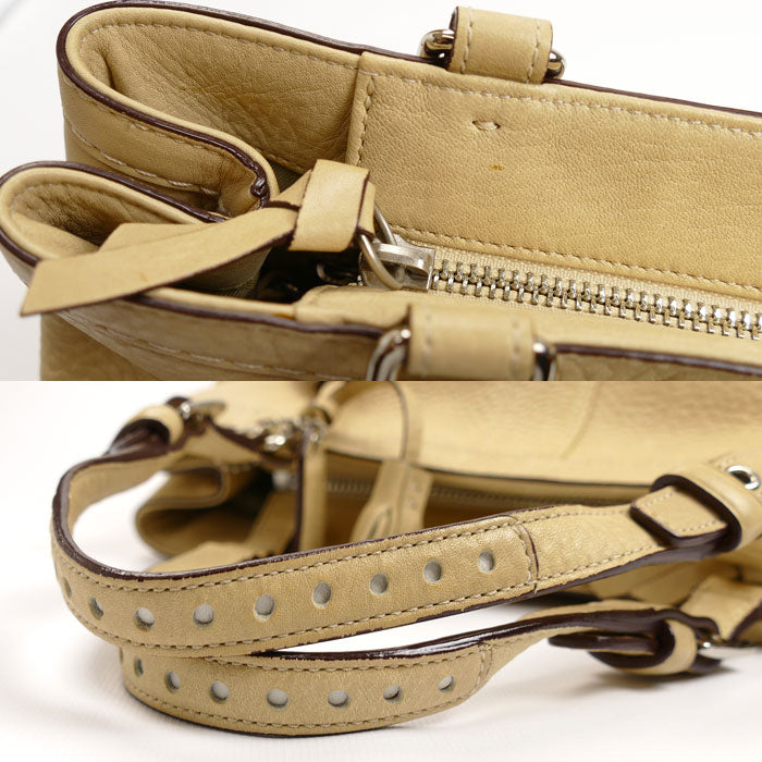 COACH コーチ ハンプトンズ フリンジ ハンドバッグ ベージュ 5055 レディース【中古】