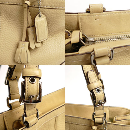 COACH コーチ ハンプトンズ フリンジ ハンドバッグ ベージュ 5055 レディース【中古】