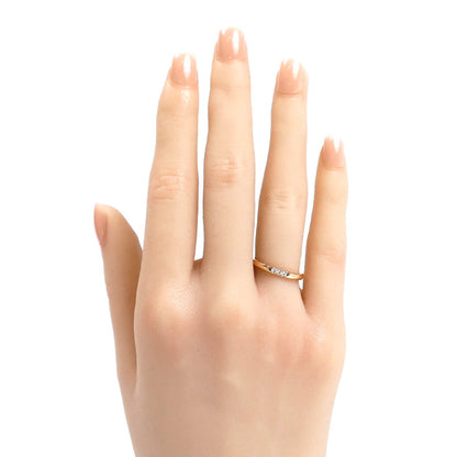 4℃ ヨンドシー K18PG ピンクゴールド ストレートリング リング・指輪 21172-284-3104 ダイヤモンド 8号 2.3g レディース【中古】【美品】