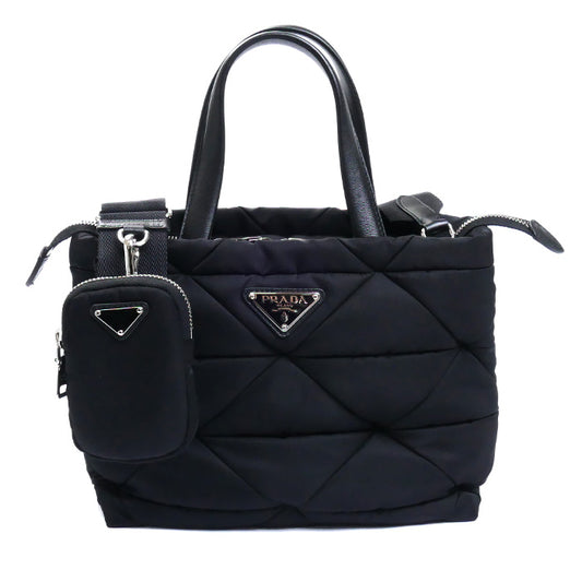 PRADA プラダ ミニ パテッド Re-Nylon トートバッグ ブラック 1BG373 RDJN F0002 ＩＣチップ レディース【中古】【美品】