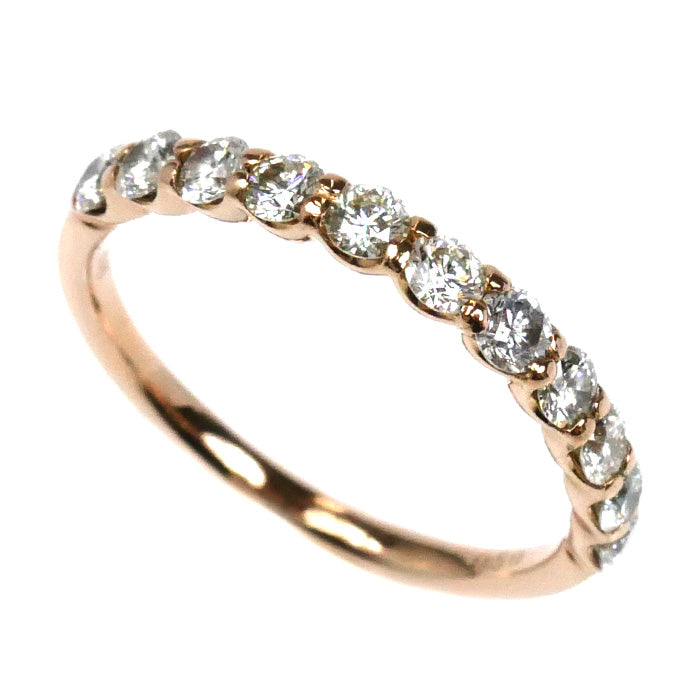 K18PG ピンクゴールド ハーフエタニティ リング・指輪 ダイヤモンド0.50ct 8.5号 1.5g レディース【中古】【美品】
