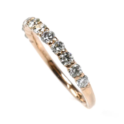 K18PG ピンクゴールド ハーフエタニティ リング・指輪 ダイヤモンド0.50ct 8.5号 1.5g レディース【中古】【美品】