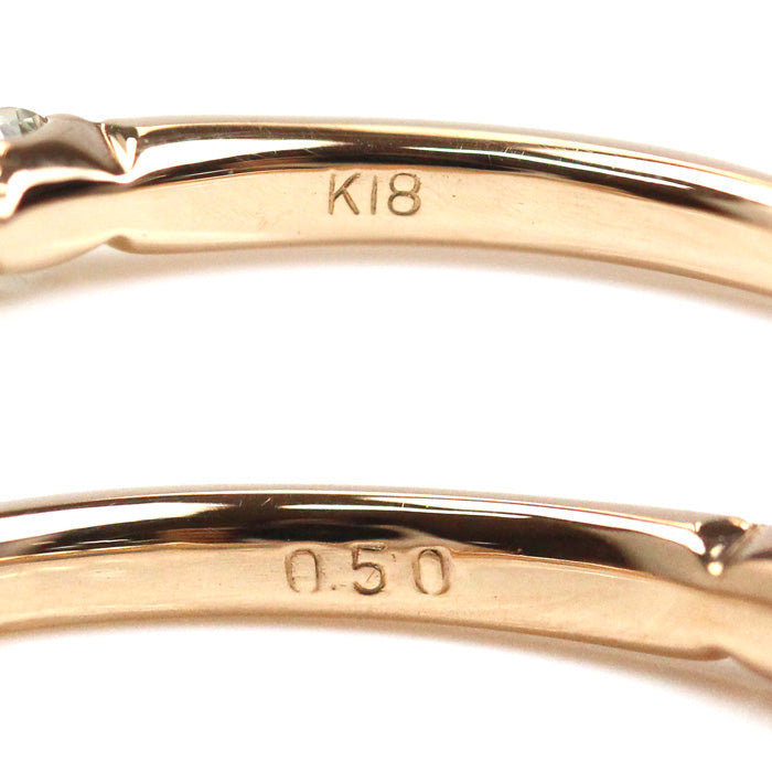 K18PG ピンクゴールド ハーフエタニティ リング・指輪 ダイヤモンド0.50ct 8.5号 1.5g レディース【中古】【美品】