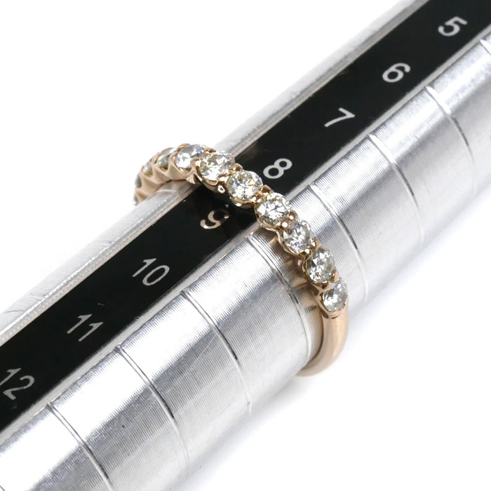 K18PG ピンクゴールド ハーフエタニティ リング・指輪 ダイヤモンド0.50ct 8.5号 1.5g レディース【中古】【美品】