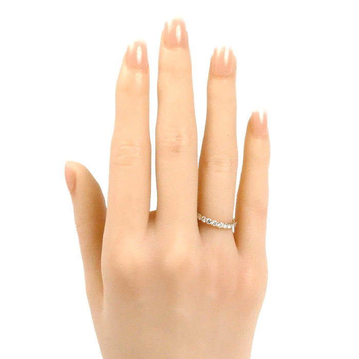 K18PG ピンクゴールド ハーフエタニティ リング・指輪 ダイヤモンド0.50ct 8.5号 1.5g レディース【中古】【美品】