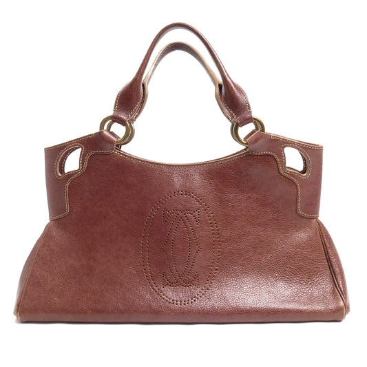 CARTIER カルティエ マルチェロ ハンドバッグ アカチャ レディース【中古】