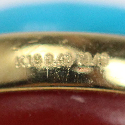 K18YG イエローゴールド リング・指輪 パール約5.7mm サンゴ0.40ct トルコ石0.40ct 1.7g フリーサイズ レディース【中古】