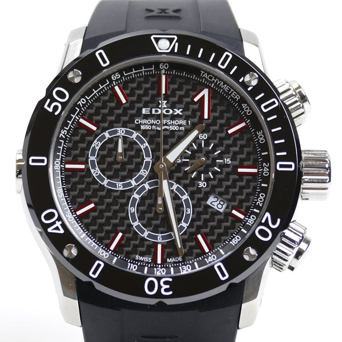 EDOX エドックス クロノオフショア 1 腕時計 電池式 ブラック 10221-3-NIRO2 メンズ【中古】