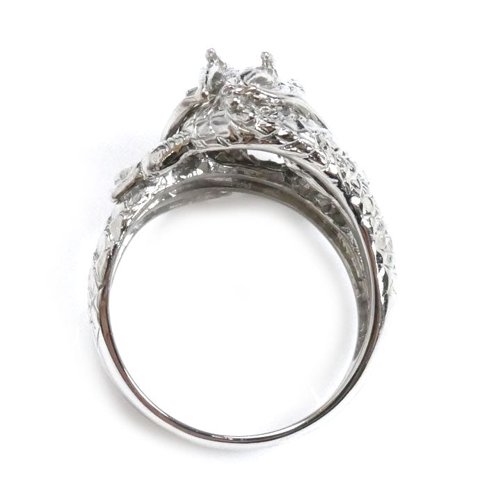 Pt900プラチナ 龍 ドラゴン リング・指輪 ダイヤモンド0.1ct 18.5号 18.5g メンズ【中古】
