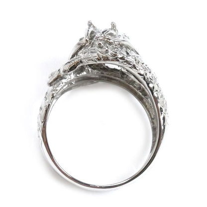 Pt900プラチナ 龍 ドラゴン リング・指輪 ダイヤモンド0.1ct 18.5号 18.5g メンズ【中古】