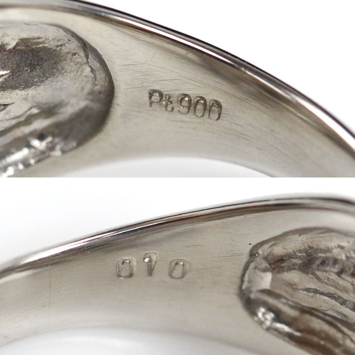 Pt900プラチナ 龍 ドラゴン リング・指輪 ダイヤモンド0.1ct 18.5号 18.5g メンズ【中古】