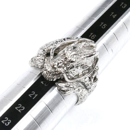 Pt900プラチナ 龍 ドラゴン リング・指輪 ダイヤモンド0.1ct 18.5号 18.5g メンズ【中古】