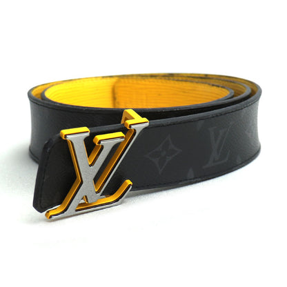 LOUIS VUITTON ルイ・ヴィトン サンチュール LV イニシャル リバーシブル ベルト ブラック イエロー M0263 JJ0280 メンズ【中古】